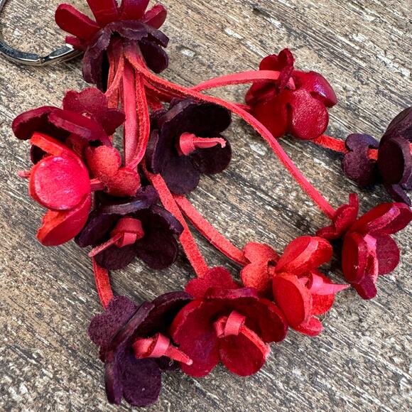 Leather Flower Purse Charm Genuine Leather Bag Charm NEW FAST SHIP - Picture 5 of 6